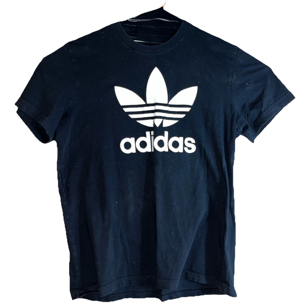 Adidas three stripes Mens Size XL T-shirt black with white Logo VTG GYM